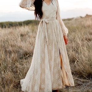 Joyfolie Hayley Dress in Bistre Lace Women’s Size S NWT